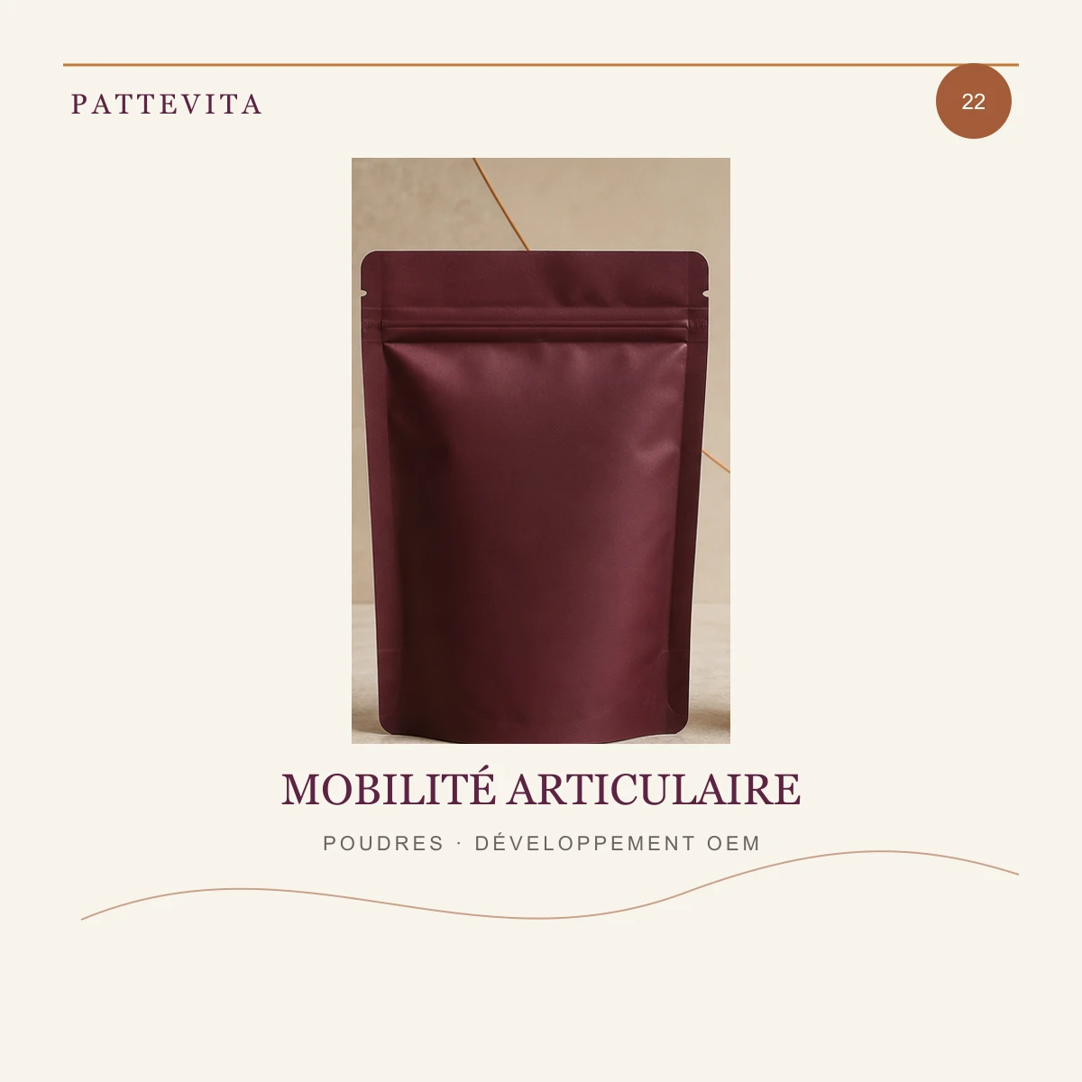 Présentation éditoriale de Poudres — Mobilité articulaire pour une gamme en marque blanche
