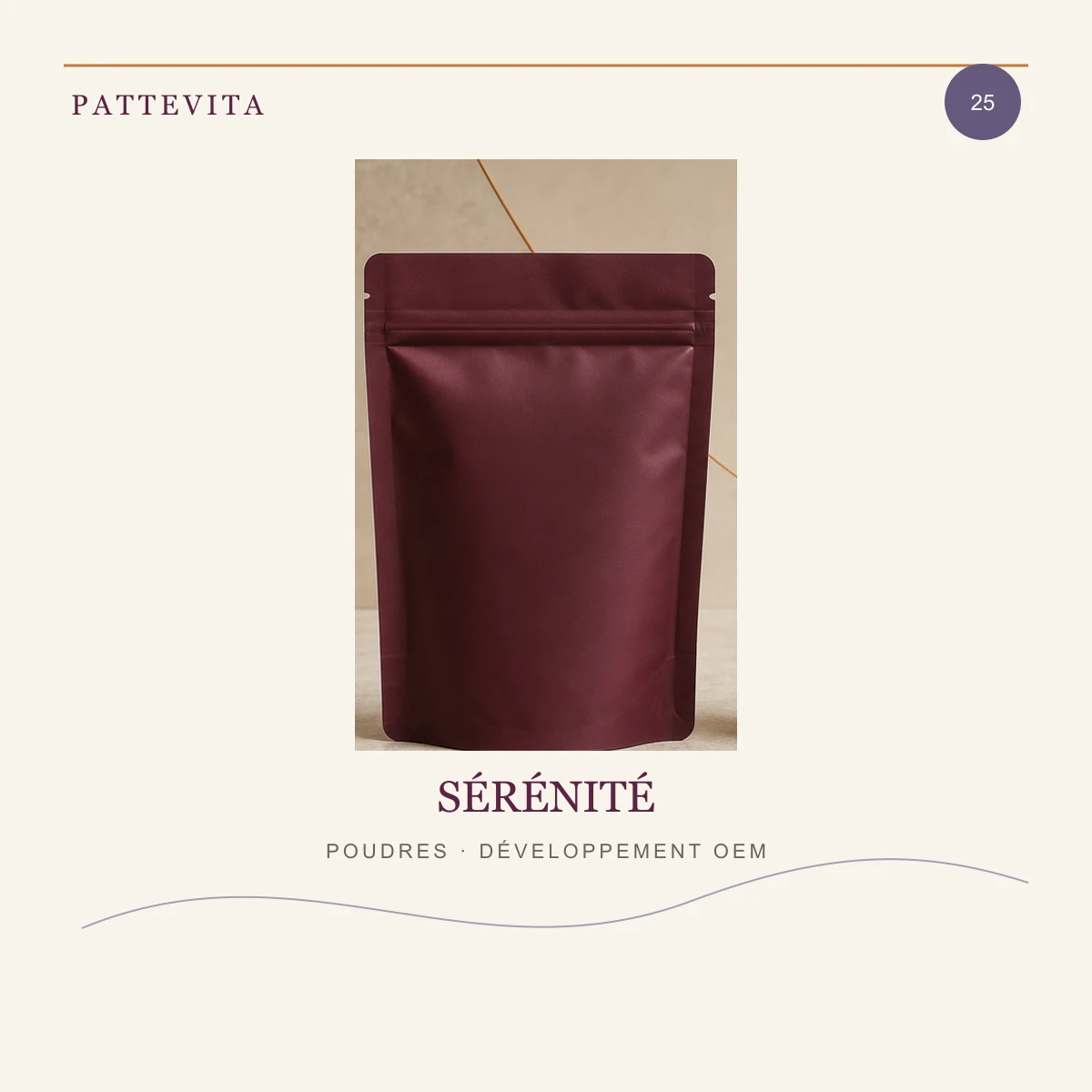 Présentation éditoriale de Poudres — Sérénité pour une gamme en marque blanche