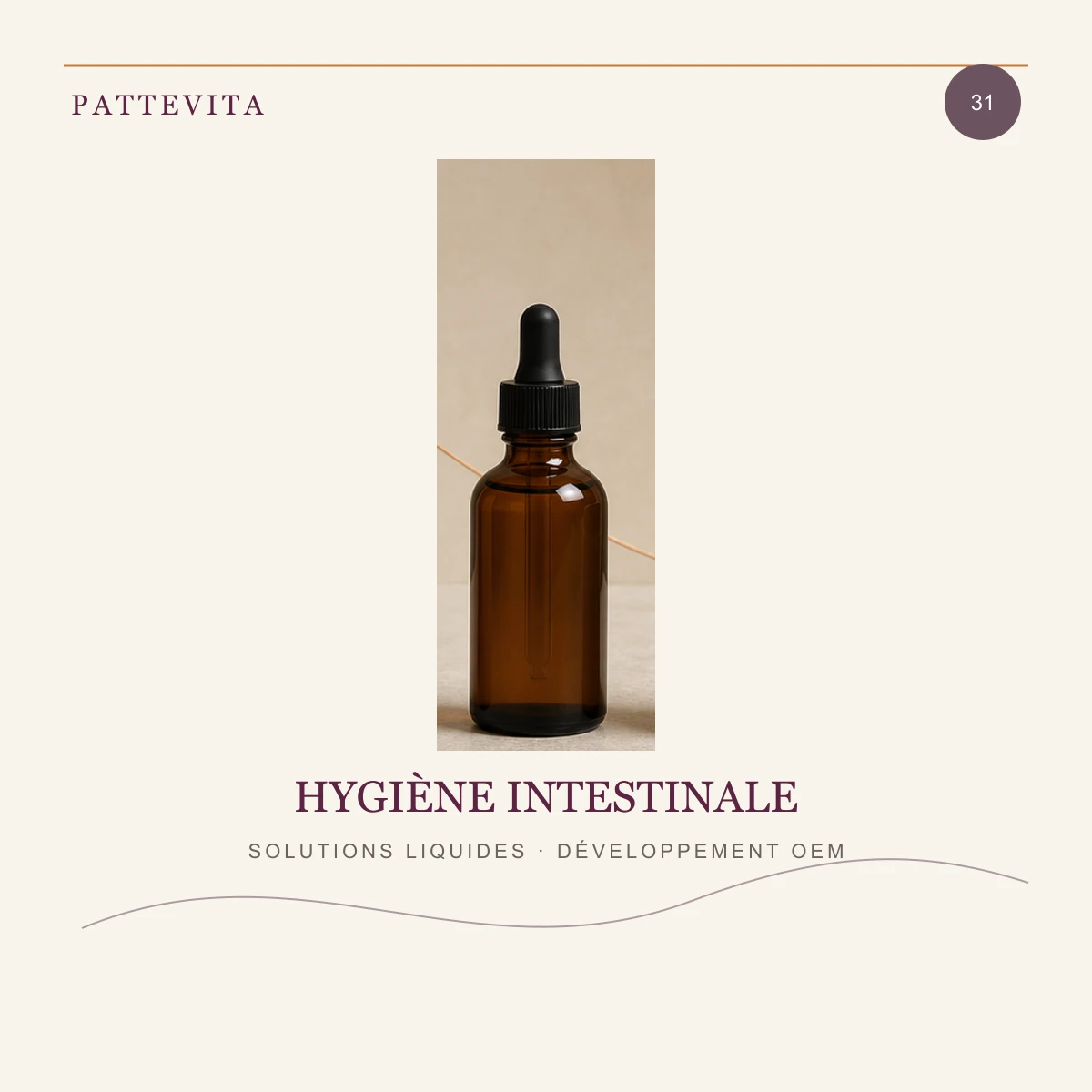 Présentation éditoriale de Solutions liquides — Hygiène intestinale pour une gamme en marque blanche